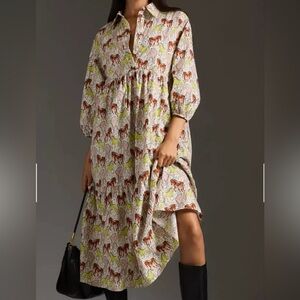 Anthro Maeve Horse Print Bettina Dress